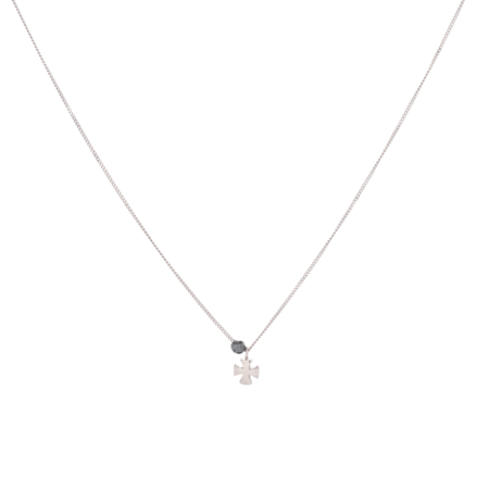 Γυναικείο κολιέ σταυρός κορυφαίας ποιότητας από ασήμι 925 σε ασημί χρώμα και με πέτρα αιματίτη