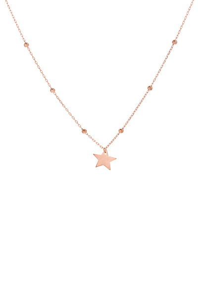 Γυναικείο κολιέ αστέρι κορυφαίας ποιότητας από ασήμι 925 επιχρυσωμένο σε ροζ χρυσό χρώμα.