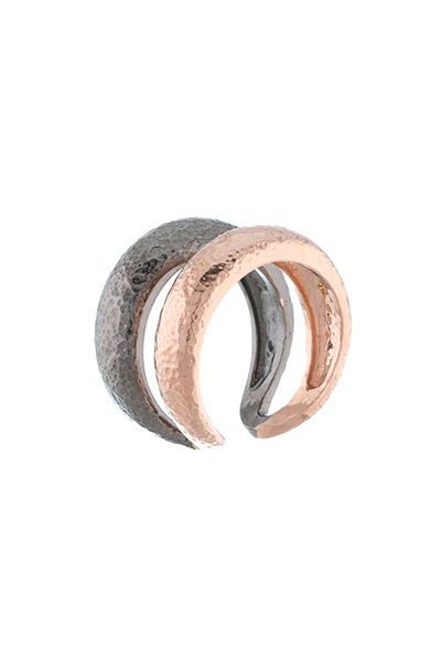 Δαχτυλίδι Επιχρυσωμένο & Επιροδιωμένο σε Ροζ Χρυσό & Μαύρο Χρώμα