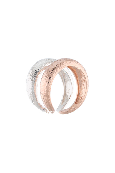 Γυναικείο δαχτυλίδι κορυφαίας ποιότητας από ασήμι 925 σφυρήλατο επιχρυσωμένο σε ροζ χρυσό & ασημί χρώμα.