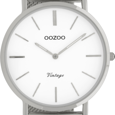 Ρολόι OOZOO Vintage - C9901 ασημί με διάμετρο κάσας 40mm και μεταλλικό μπρασελέ.